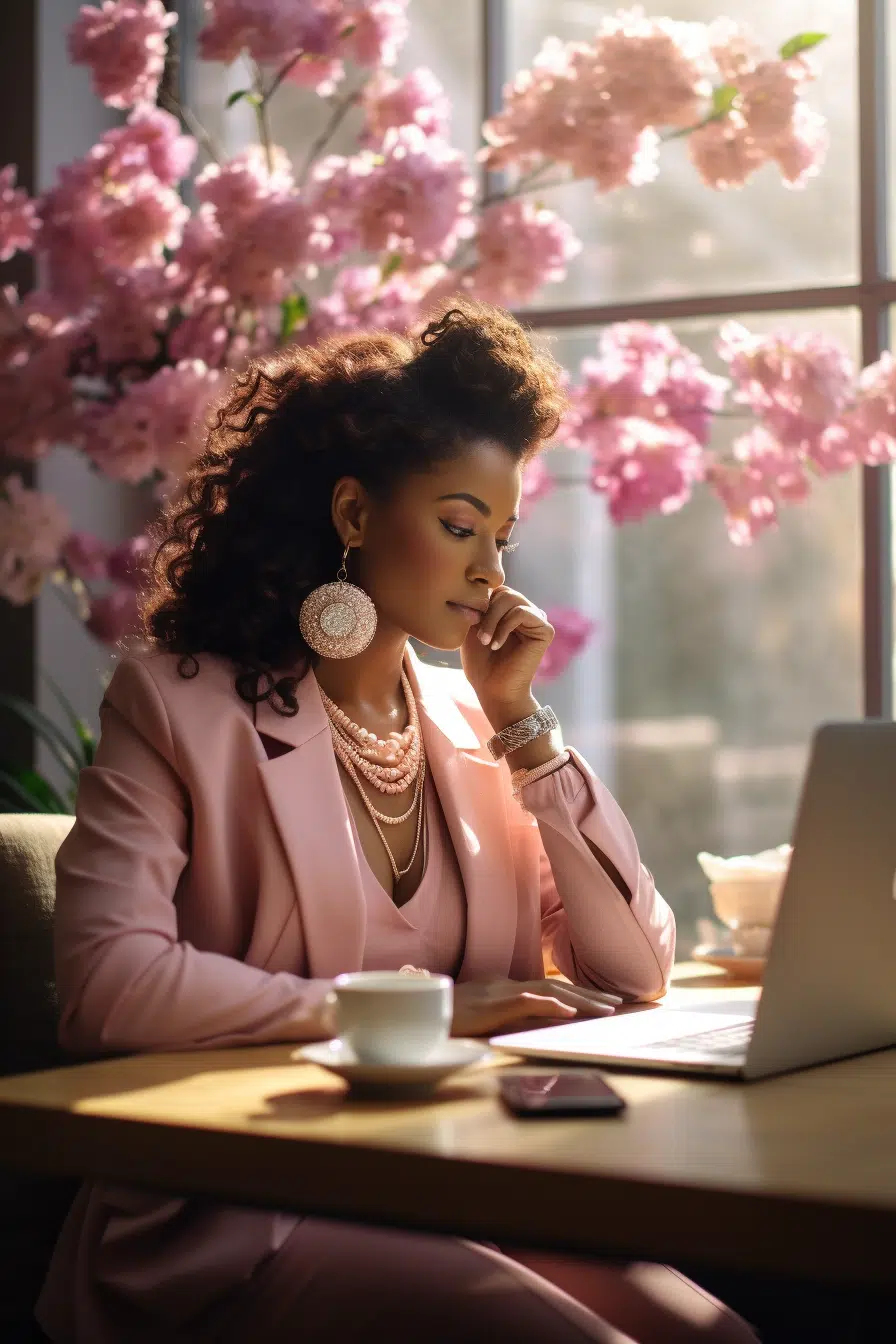 PLR, African American woman working on laptop