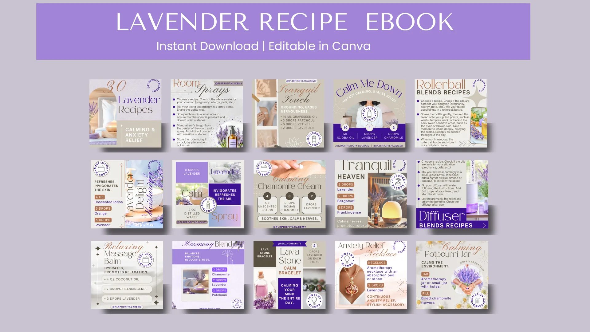 recipe book watercolor lavender recipe cards