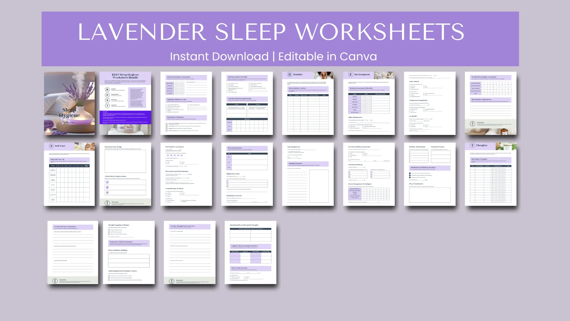 Lavender Sleep Worksheets