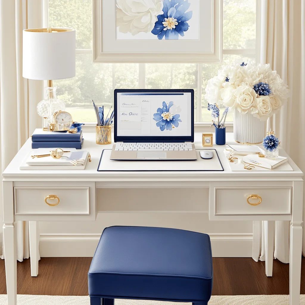 PLR (1) PLR white desk with blue accents