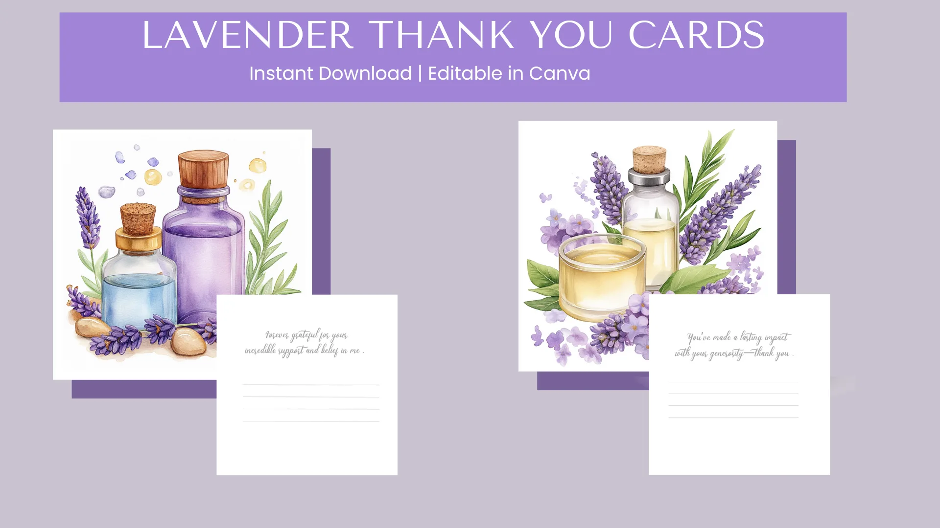 Printable Thank-you cards Watercolor Thank you cards