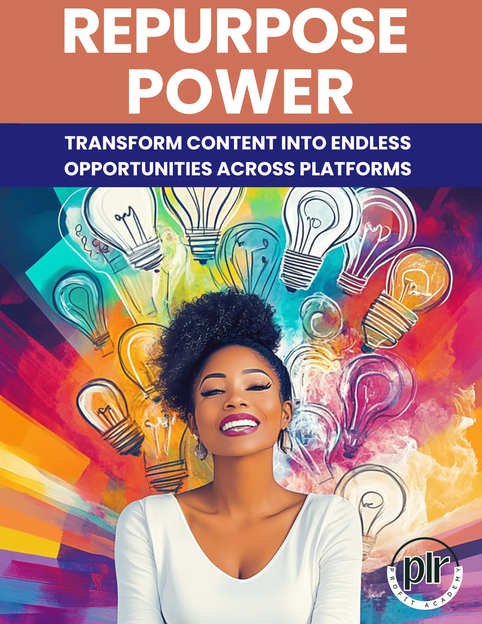 REPURPOSE POWER (1) PLR Lead Magnets Magazine Cover with rainbow background and girl on front