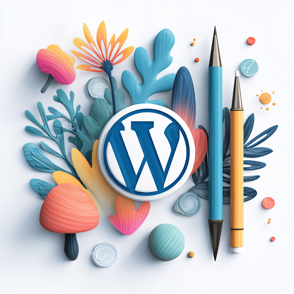 Colorful WordPress logo with nature elements.