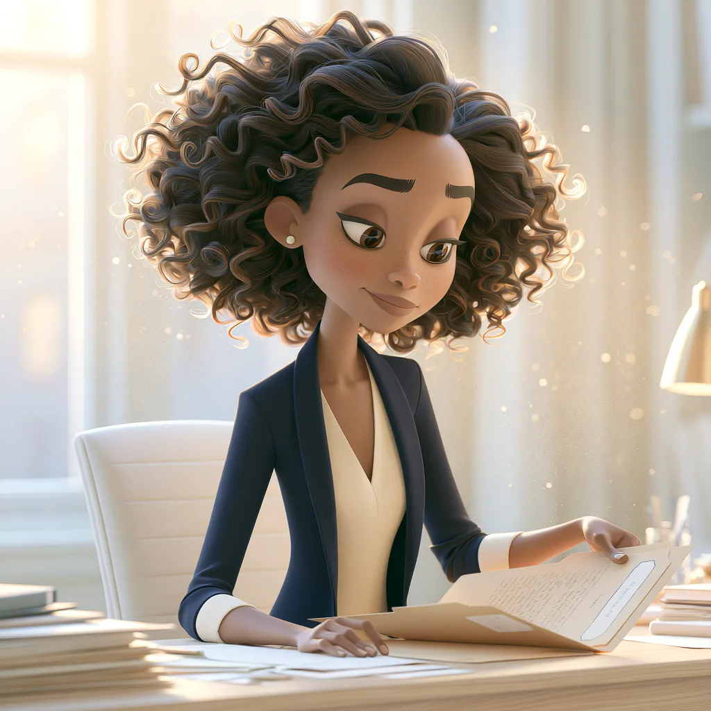woman11 Animated woman reading at desk
